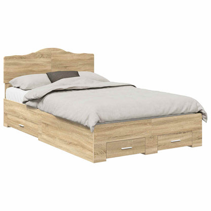 Bed Frame with Drawer Sonoma Oak 135 x 190 cm Engineered Wood