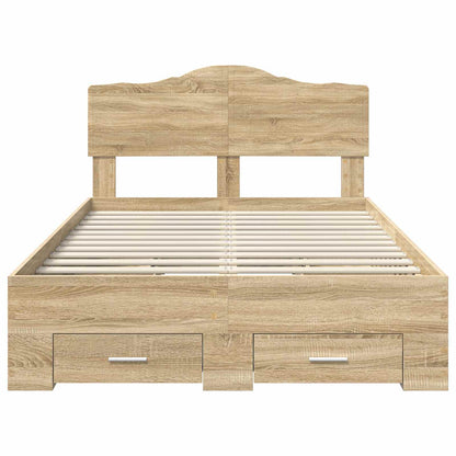 Bed Frame with Drawer Sonoma Oak 135 x 190 cm Engineered Wood