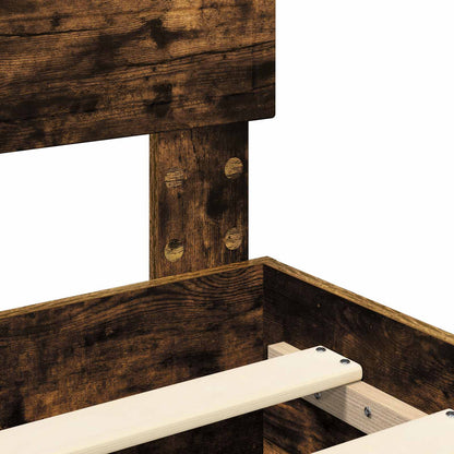Bed Frame with Drawer Smoked Oak 135 x 190 cm Engineered Wood