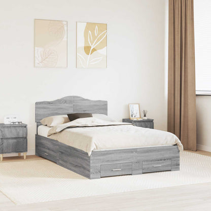 Bed Frame with Drawer Grey Sonoma 135 x 190 cm Engineered Wood