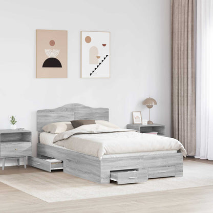 Bed Frame with Drawer Grey Sonoma 135 x 190 cm Engineered Wood