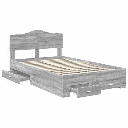 Bed Frame with Drawer Grey Sonoma 135 x 190 cm Engineered Wood