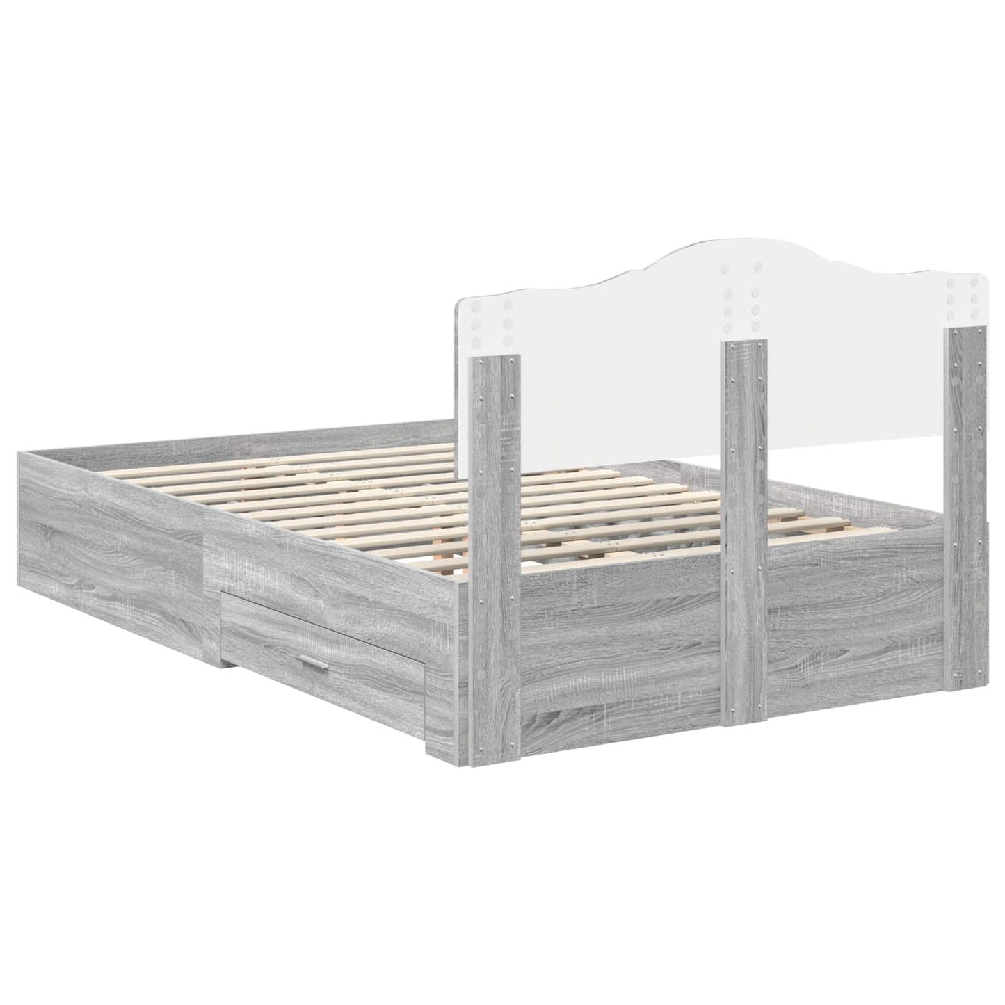 Bed Frame with Drawer Grey Sonoma 135 x 190 cm Engineered Wood