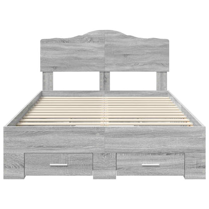 Bed Frame with Drawer Grey Sonoma 135 x 190 cm Engineered Wood