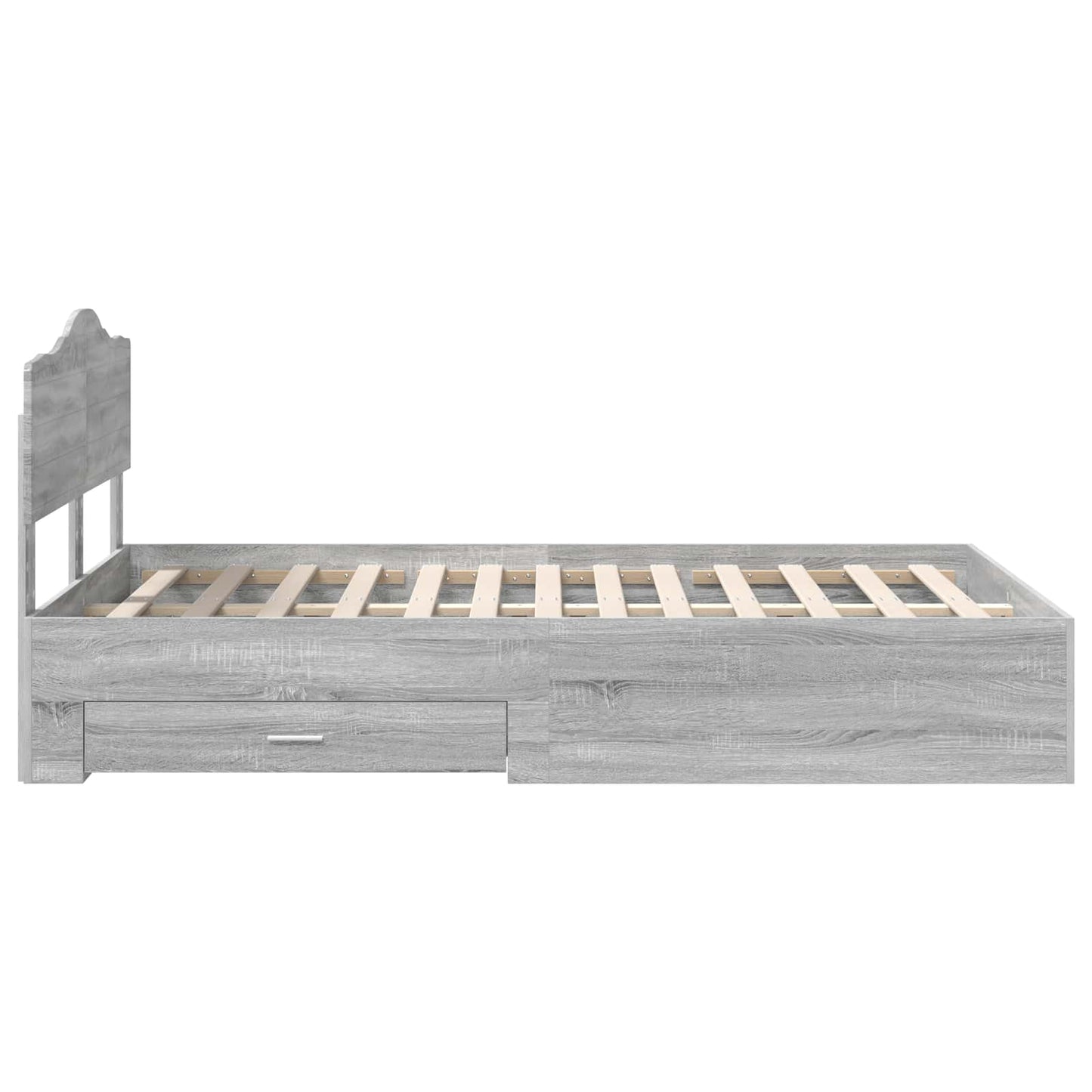 Bed Frame with Drawer Grey Sonoma 135 x 190 cm Engineered Wood