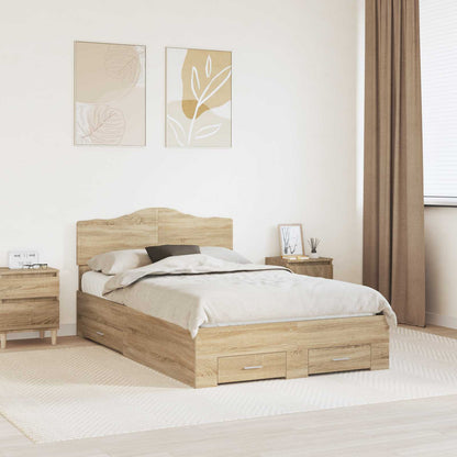 Bed Frame with Drawer Sonoma Oak 120 x 200 cm Engineered Wood