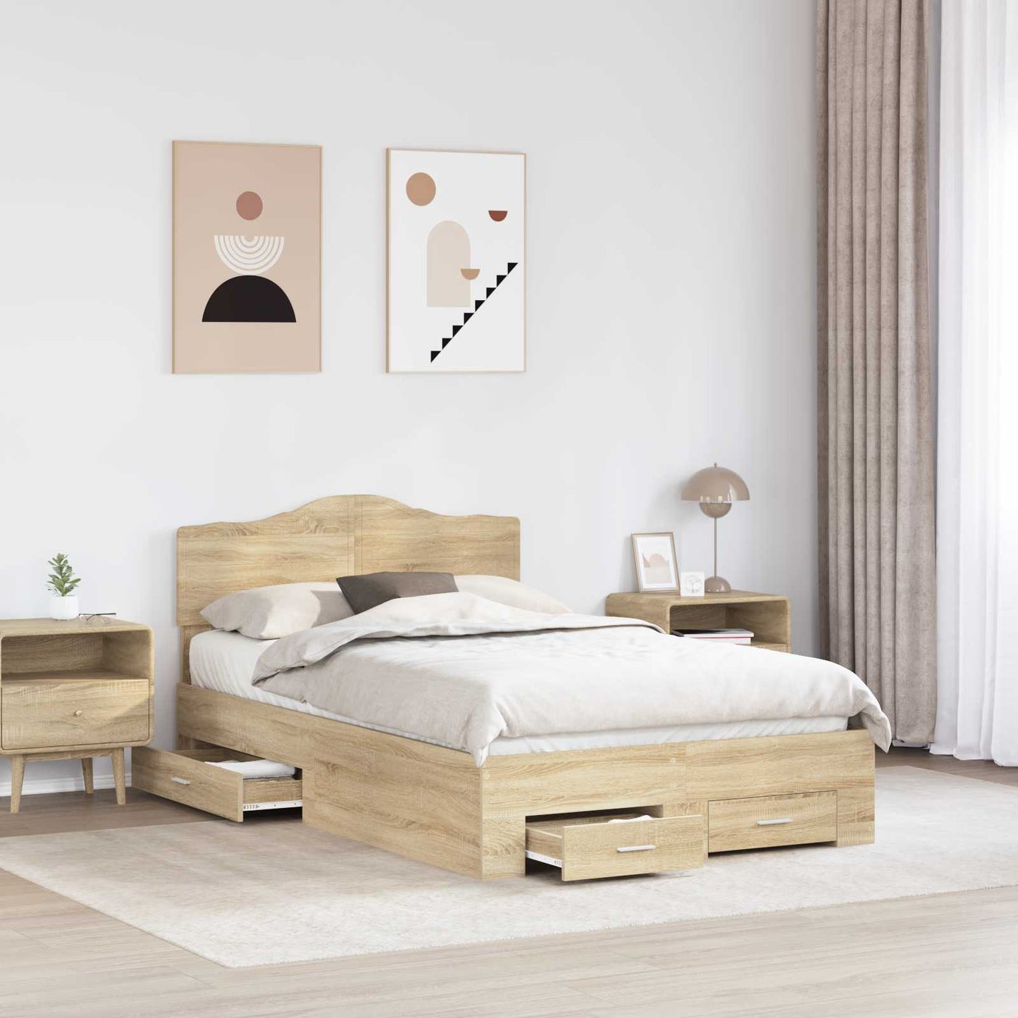 Bed Frame with Drawer Sonoma Oak 120 x 200 cm Engineered Wood