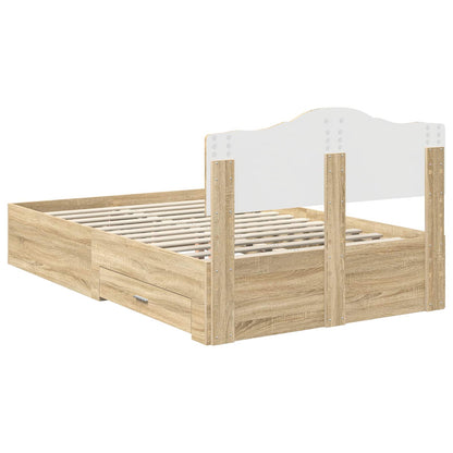 Bed Frame with Drawer Sonoma Oak 120 x 200 cm Engineered Wood