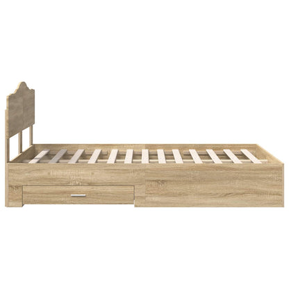 Bed Frame with Drawer Sonoma Oak 120 x 200 cm Engineered Wood