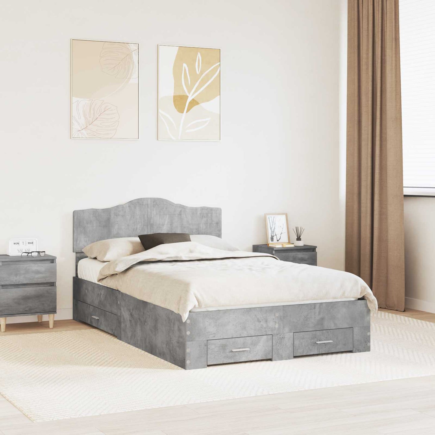 Bed Frame Concrete Grey 120 x 200 cm Engineered Wood