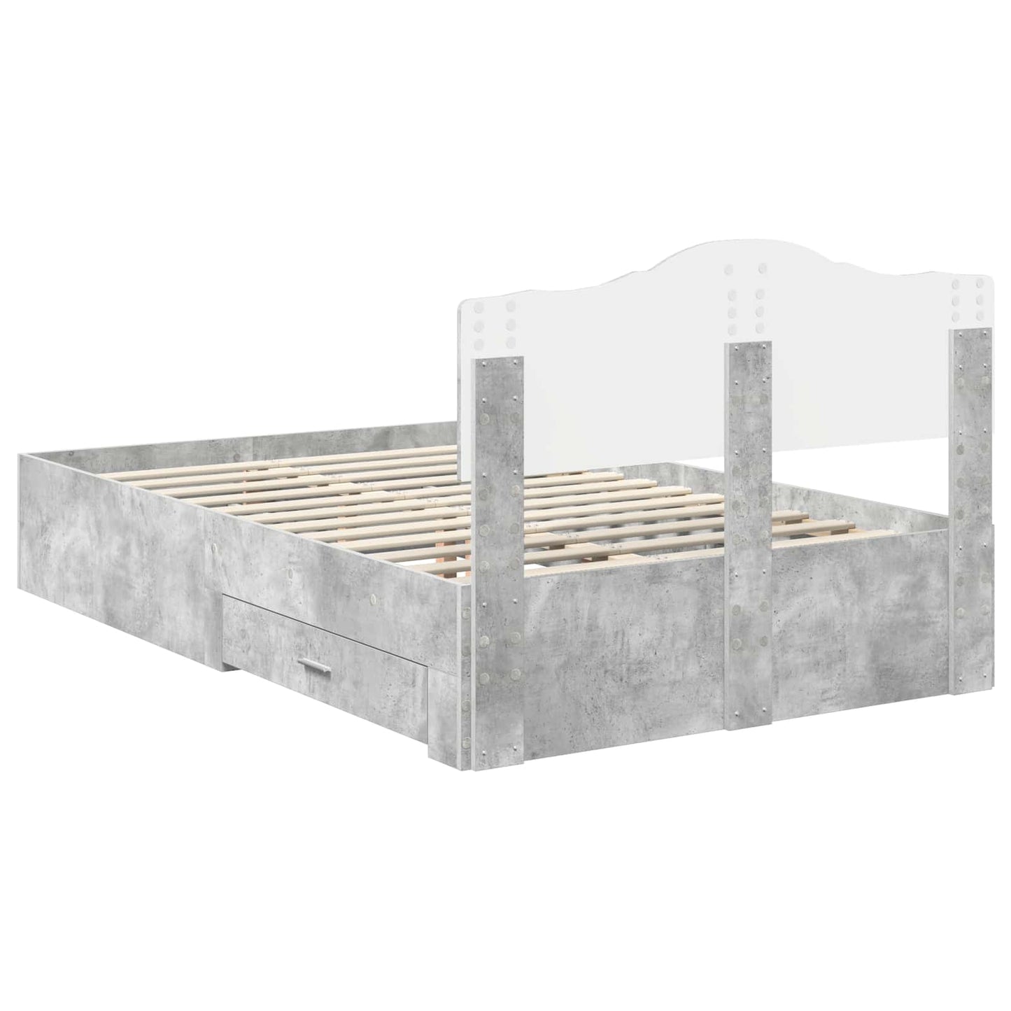 Bed Frame Concrete Grey 120 x 190 cm Engineered Wood