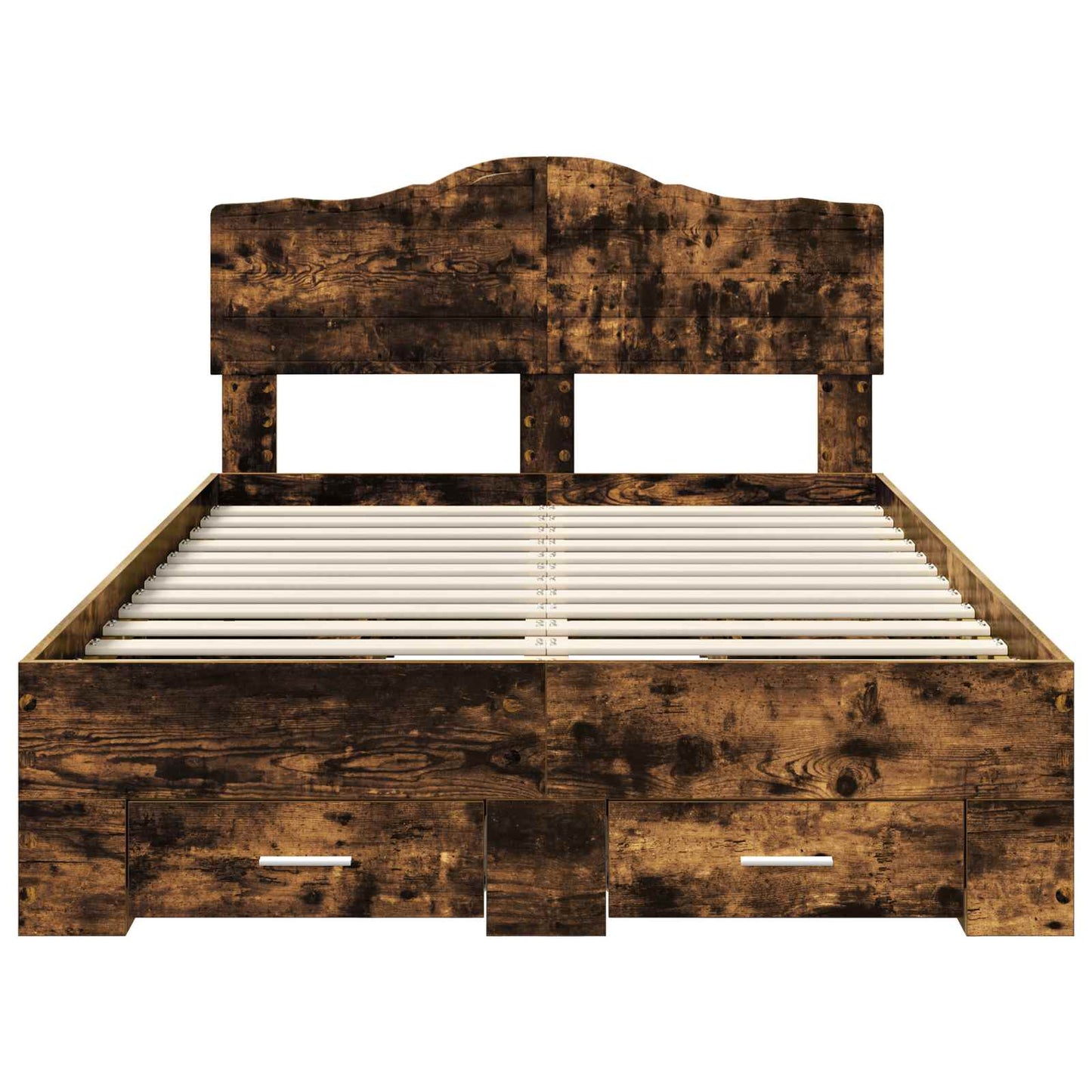 Bed Frame with Drawer Smoked Oak 120 x 190 cm Engineered Wood