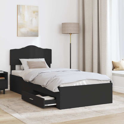 Bed Frame with Headboard Black 100 x 200 cm Engineered Wood