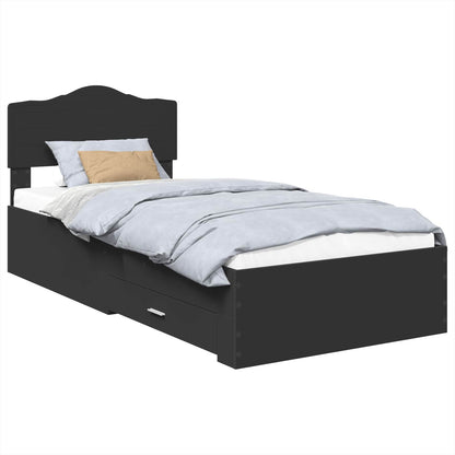 Bed Frame with Headboard Black 100 x 200 cm Engineered Wood