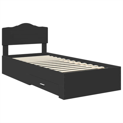 Bed Frame with Headboard Black 100 x 200 cm Engineered Wood