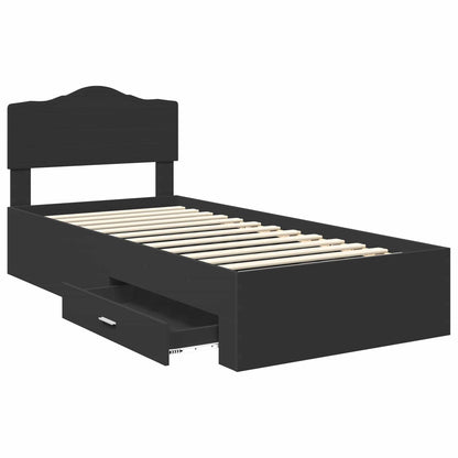 Bed Frame with Headboard Black 100 x 200 cm Engineered Wood