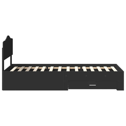 Bed Frame with Headboard Black 100 x 200 cm Engineered Wood
