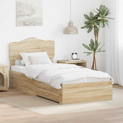 Bed Frame with Drawer Sonoma Oak 100 x 200 cm Engineered Wood