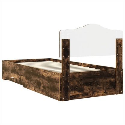 Bed Frame with Drawer Smoked Oak 100 x 200 cm Engineered Wood