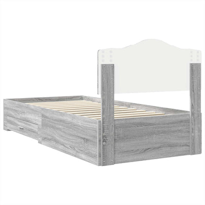 Bed Frame with Drawer Grey Sonoma 100 x 200 cm Engineered Wood