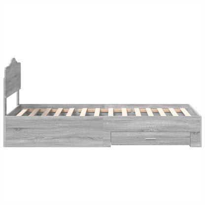 Bed Frame with Drawer Grey Sonoma 100 x 200 cm Engineered Wood