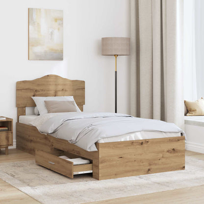 Bed Frame with Drawer Artisan Oak 100 x 200 cm Engineered Wood