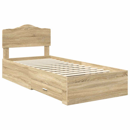 Bed Frame with Headboard Sonoma Oak 90 x 200 cm Engineered Wood