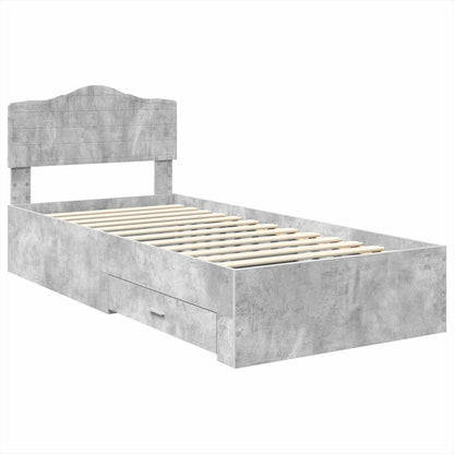 Bed Frame with Drawer Concrete Grey 90 x 200 cm Engineered Wood
