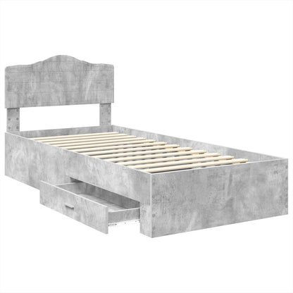 Bed Frame with Drawer Concrete Grey 90 x 200 cm Engineered Wood