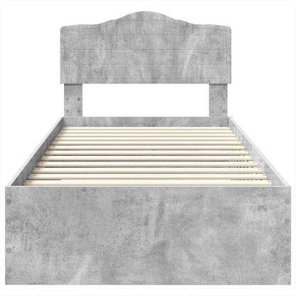 Bed Frame with Drawer Concrete Grey 90 x 200 cm Engineered Wood