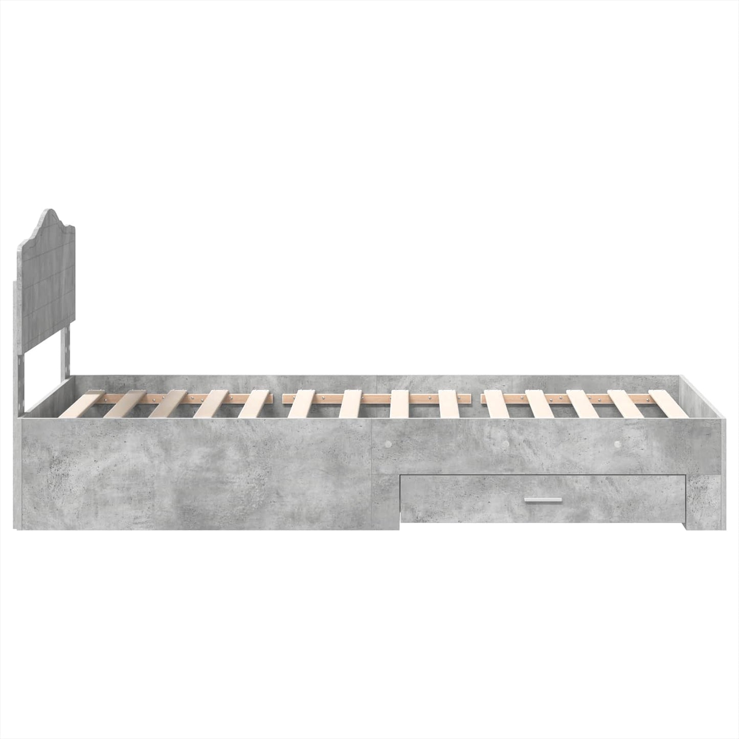 Bed Frame with Drawer Concrete Grey 90 x 200 cm Engineered Wood