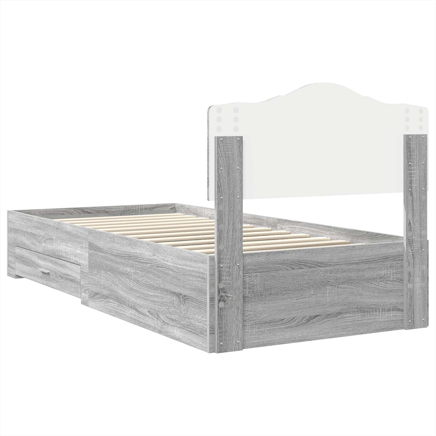Bed Frame with Drawer Grey Sonoma 90 x 200 cm Engineered Wood