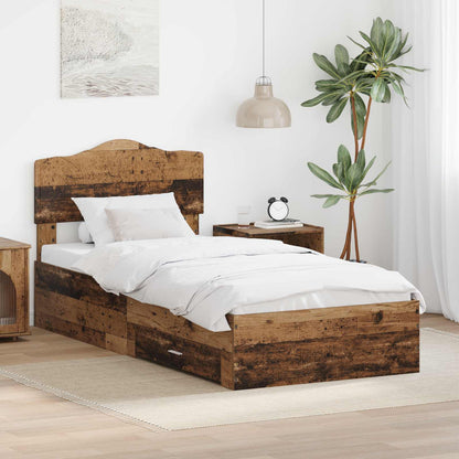 Bed Frame with Headboard Old Wood 90 x 200 cm Engineered Wood