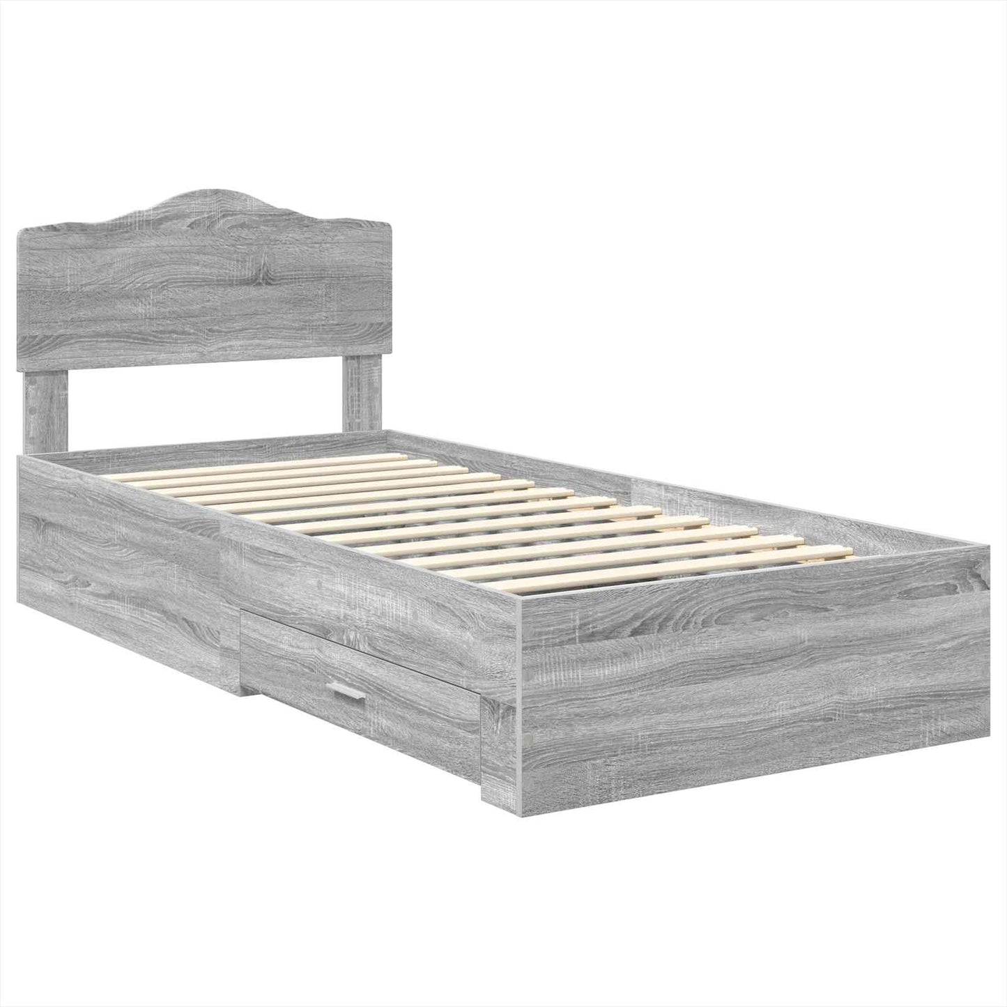Bed Frame with Drawer Grey Sonoma 90 x 190 cm Engineered Wood