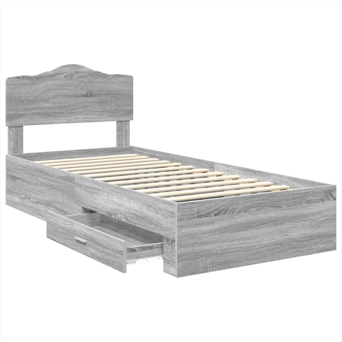 Bed Frame with Drawer Grey Sonoma 90 x 190 cm Engineered Wood