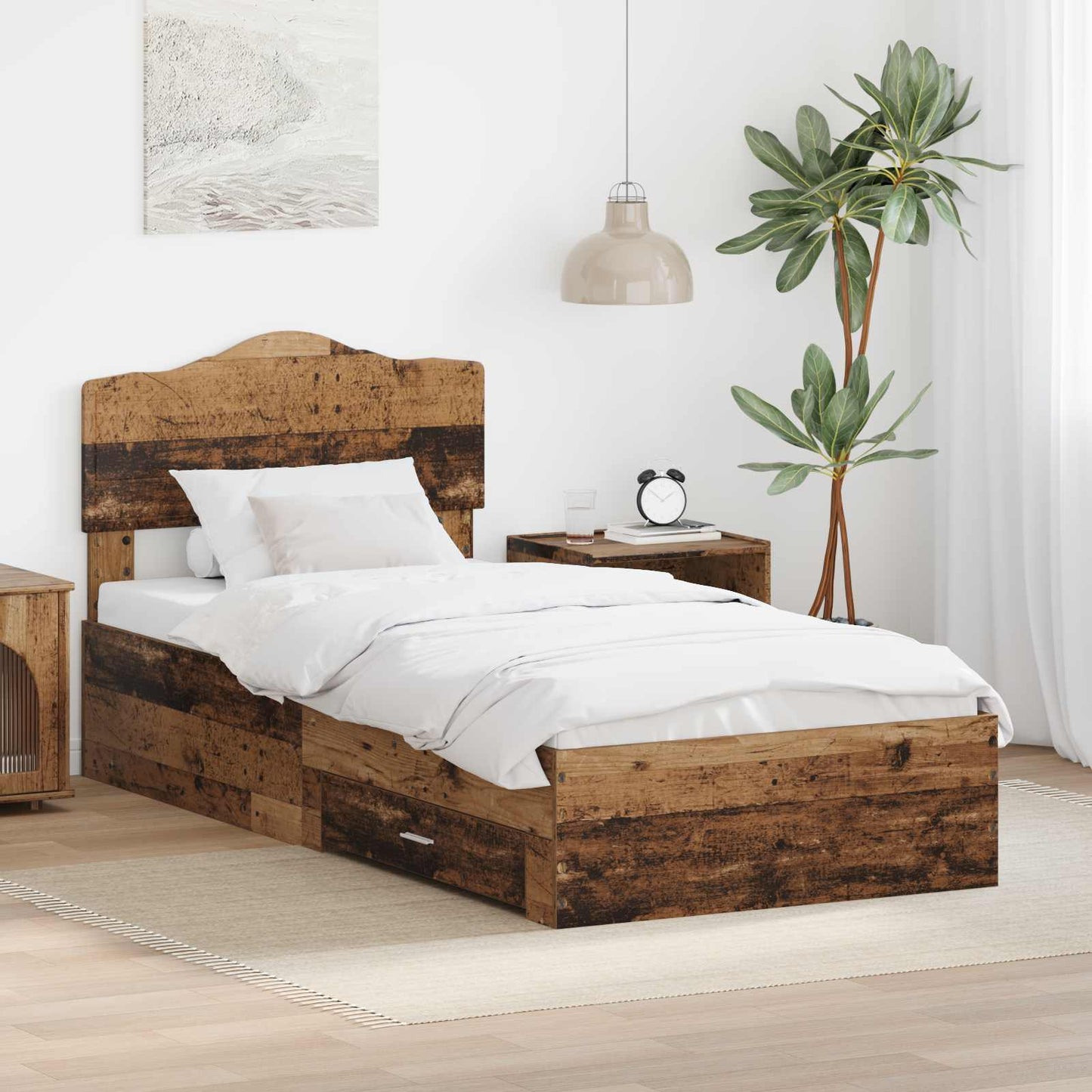 Bed Frame with Headboard Old Wood 90 x 190 cm Engineered Wood