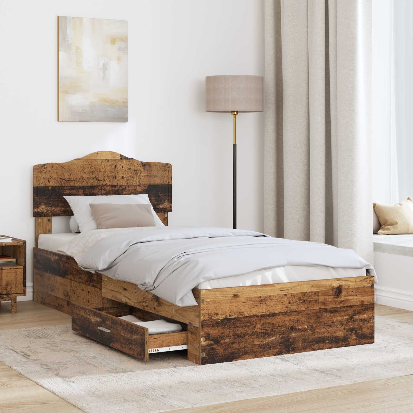 Bed Frame with Headboard Old Wood 90 x 190 cm Engineered Wood