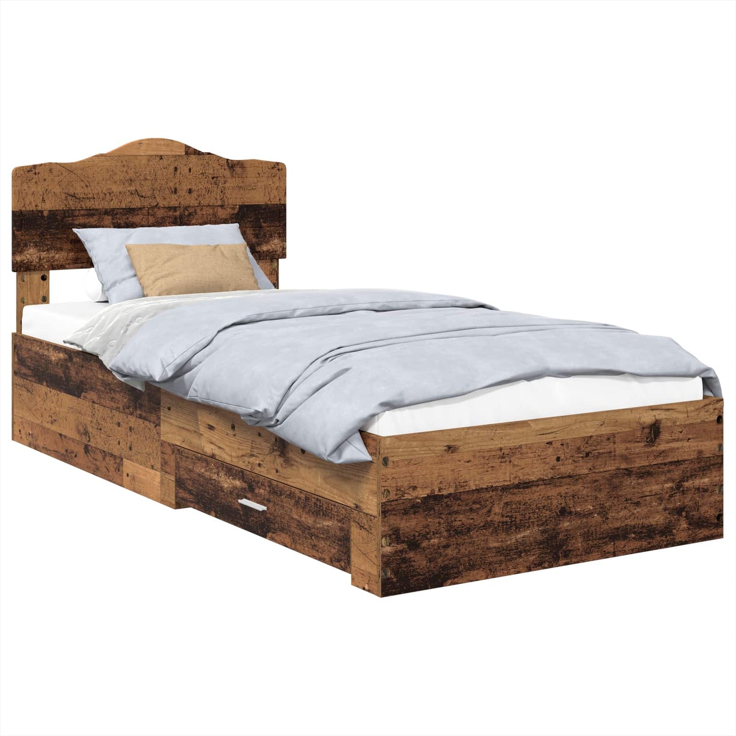 Bed Frame with Headboard Old Wood 90 x 190 cm Engineered Wood