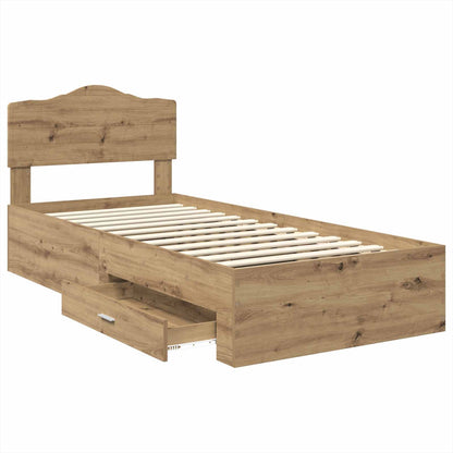 Bed Frame with Drawer Artisan Oak 90 x 190 cm Engineered Wood