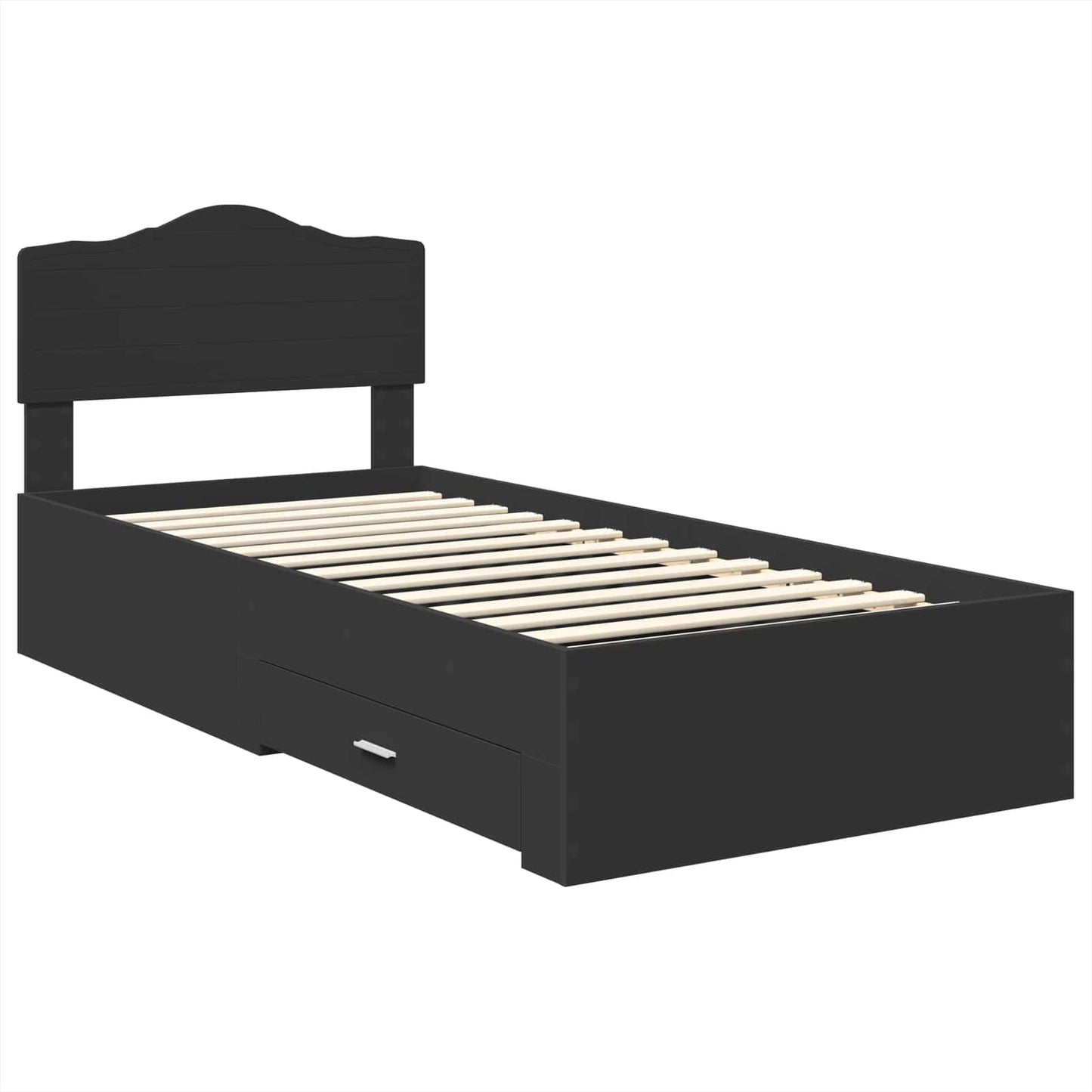 Bed Frame with Headboard Black 70 x 190 cm Engineered Wood