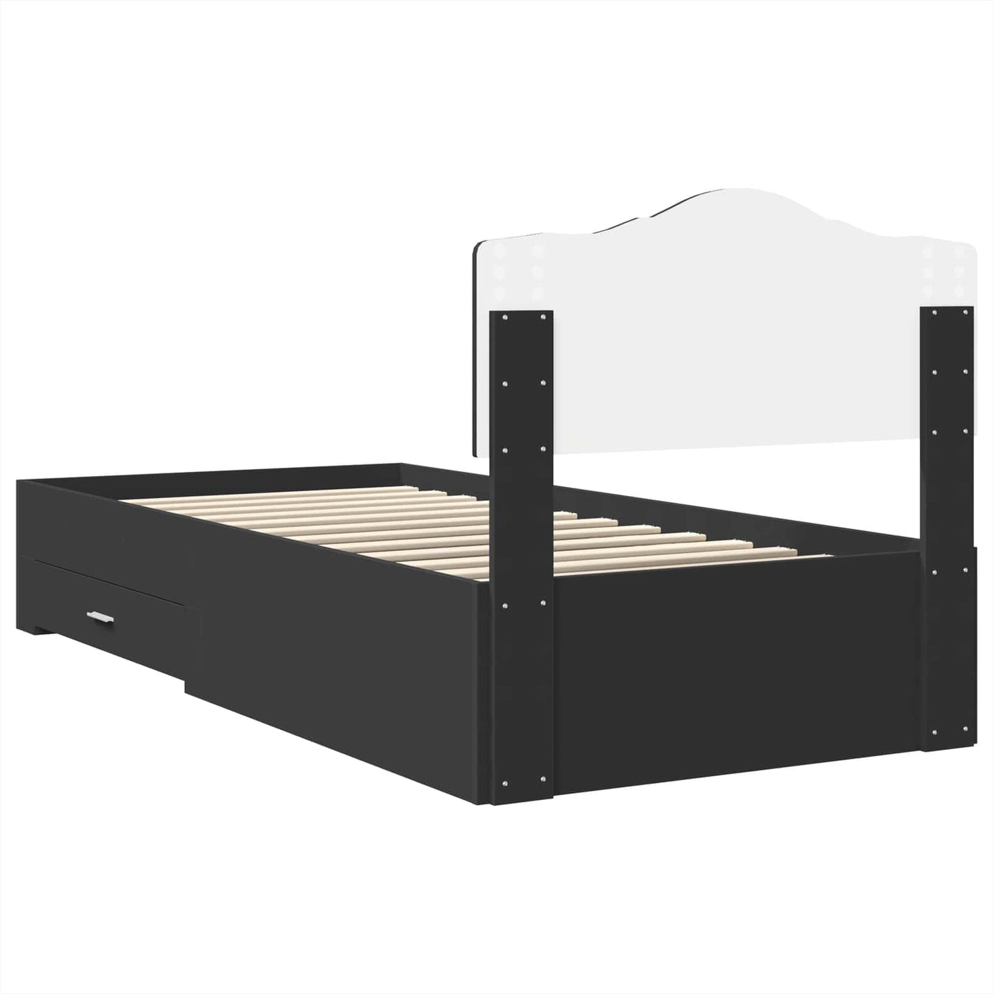 Bed Frame with Headboard Black 70 x 190 cm Engineered Wood