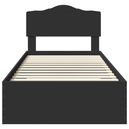 Bed Frame with Headboard Black 70 x 190 cm Engineered Wood