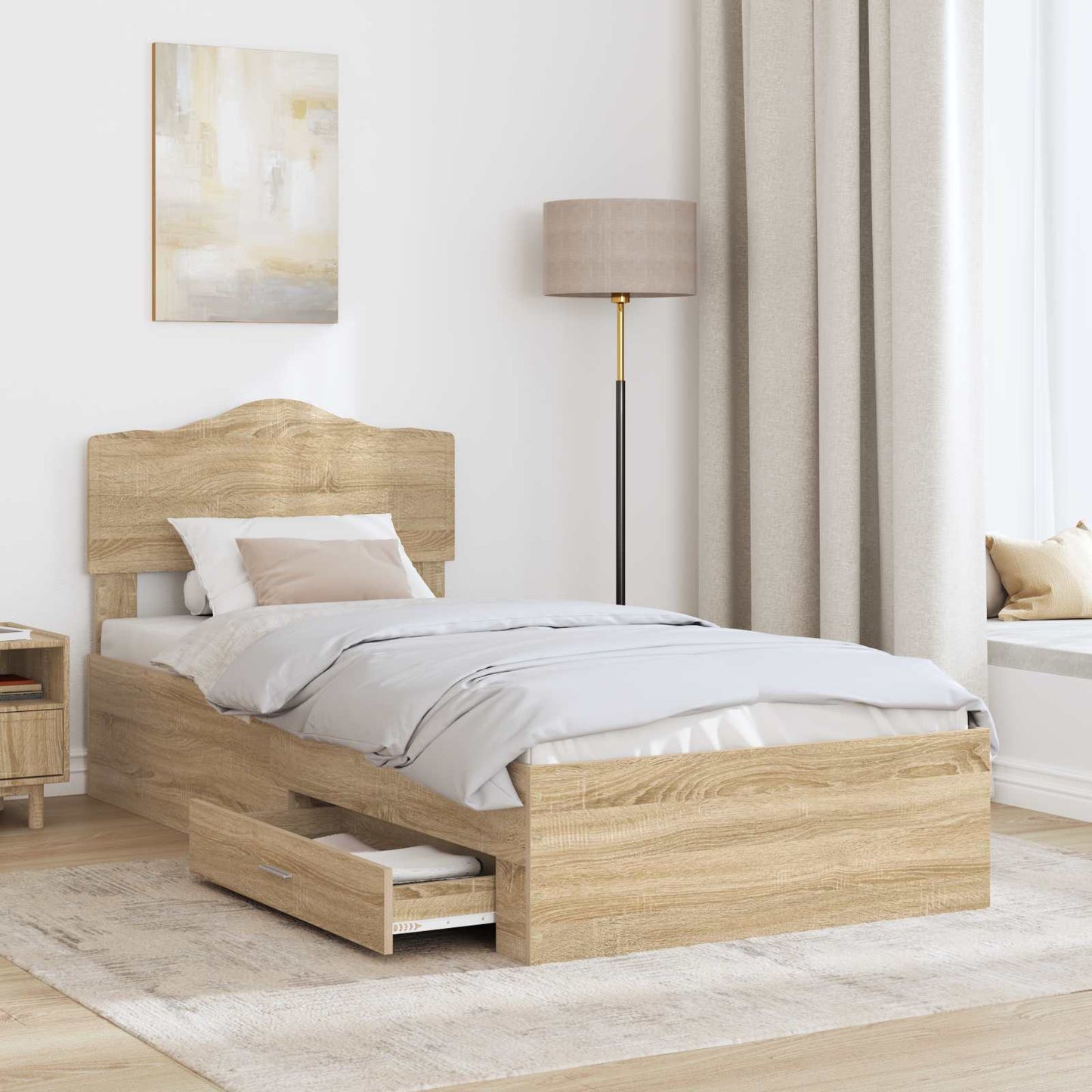 Bed Frame with Headboard Sonoma Oak 70 x 190 cm Engineered Wood
