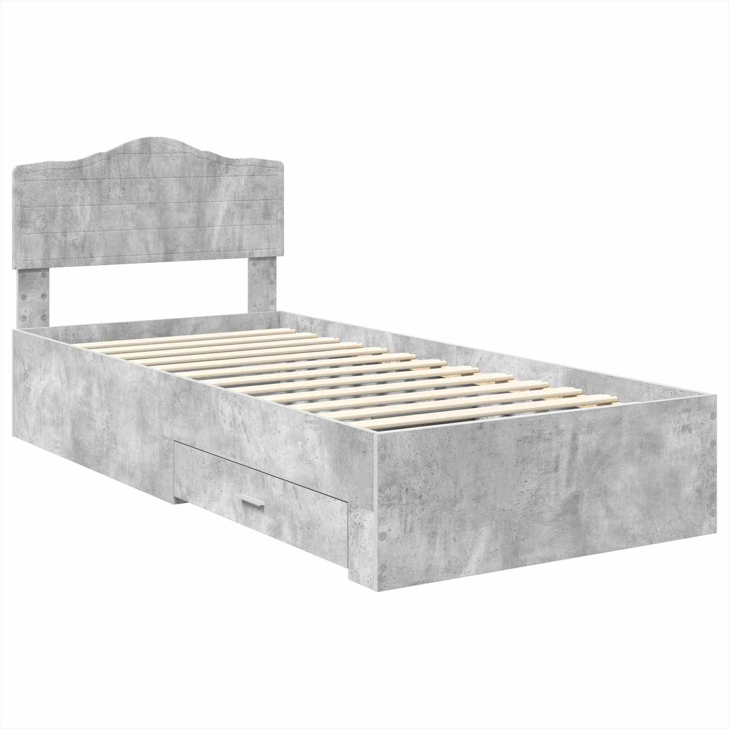 Bed Frame with Drawer Concrete Grey 70 x 190 cm Engineered Wood