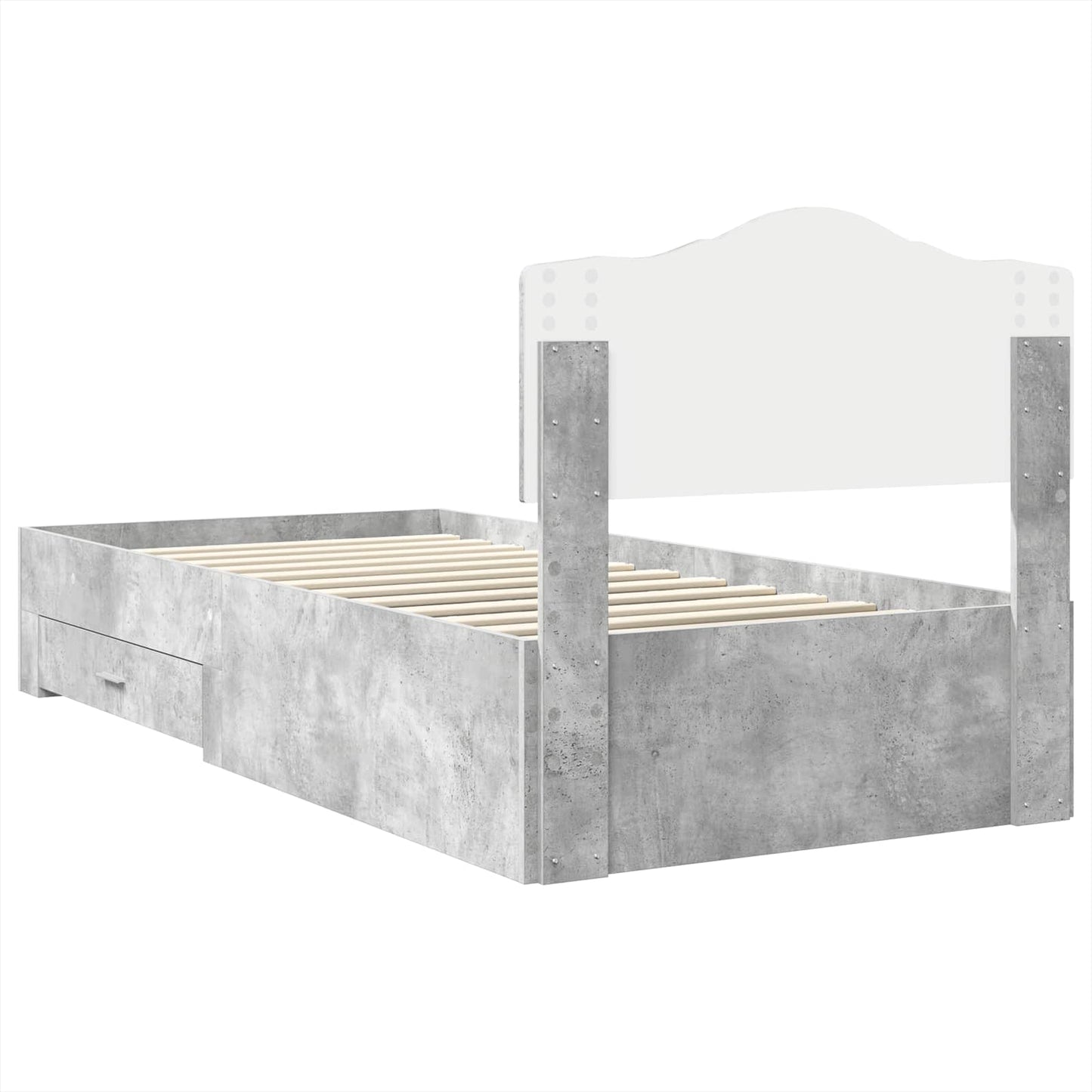 Bed Frame with Drawer Concrete Grey 70 x 190 cm Engineered Wood