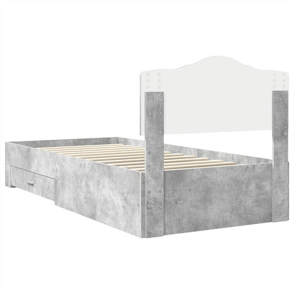 Bed Frame with Drawer Concrete Grey 70 x 190 cm Engineered Wood