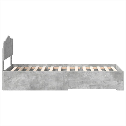 Bed Frame with Drawer Concrete Grey 70 x 190 cm Engineered Wood