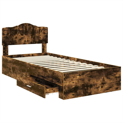 Bed Frame with Headboard Smoked Oak 70 x 190 cm Engineered Wood