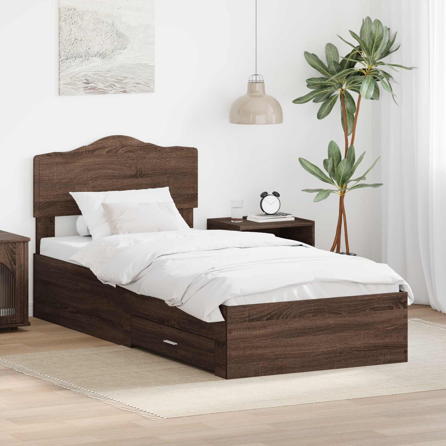 Bed Frame with Headboard Brown Oak 70 x 190 cm Engineered Wood