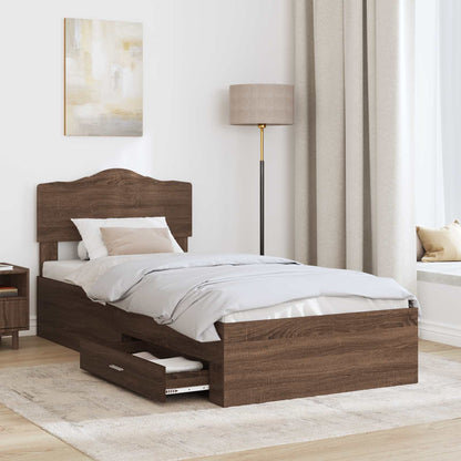 Bed Frame with Headboard Brown Oak 70 x 190 cm Engineered Wood